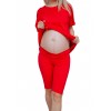 Комплект велосипедки і футболка для вагітних oversize з секретом для годування Червоний
